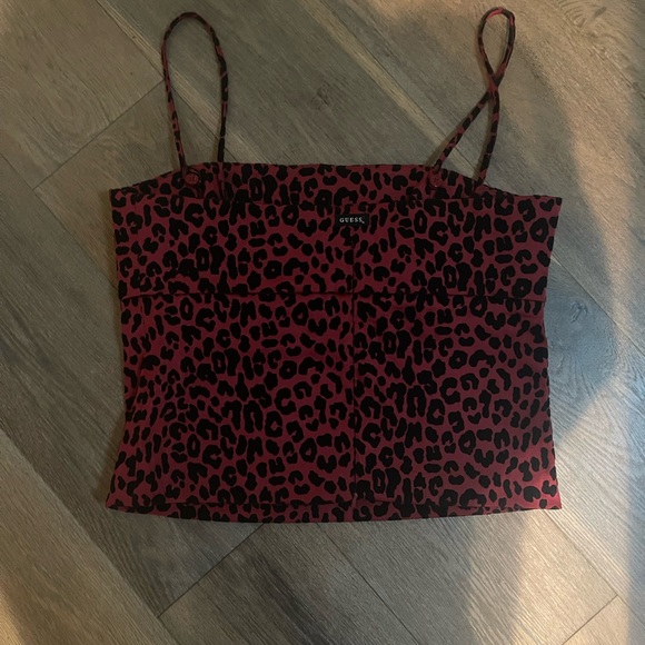 red GUESS cheetah top - Picture 2 of 3